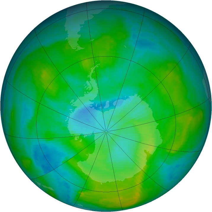 Antarctic ozone map for 13 February 1980